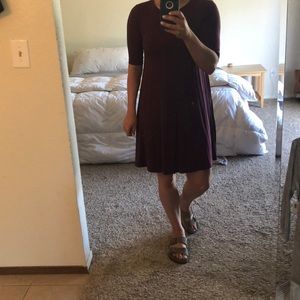 Plum swing dress with half sleeves